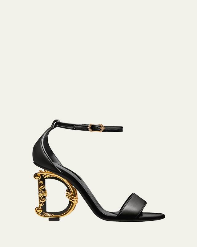 Leather Barocco-Heel Sandals